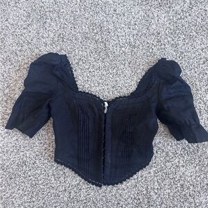 Reformation Black Puff Sleeve Blouse